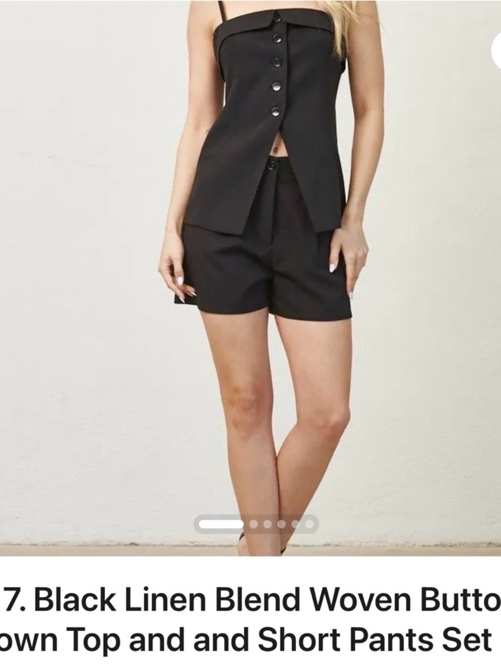 54. Black Button-Front Strapless Top with shorts - Women's Tailored Blouse